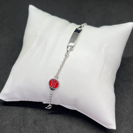 Kids Ladybug Charm 925 Sterling Silver Bracelet