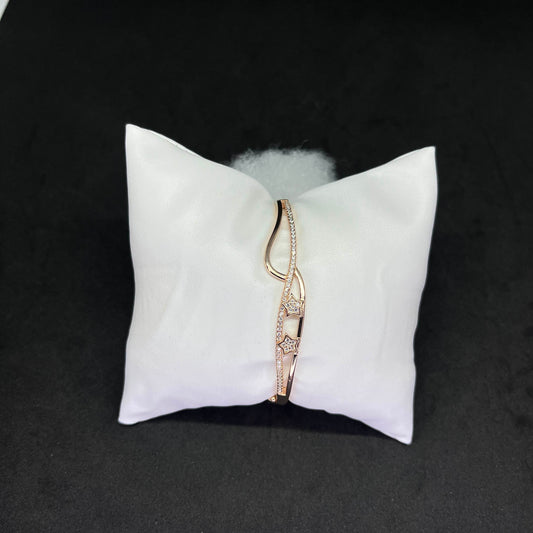 Women’s Starry Wave Kada in 925 Sterling Silver with Rose Gold Finish & CZ Accents