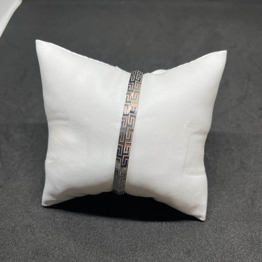 Men’s Geometric Greek Key Kada in 925 Sterling Silver – Bold Statement Design