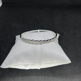 Women’s Elegant Leaf-Design Single Kada in 925 Sterling Silver with CZ Stones