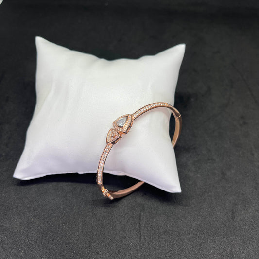 Women’s Kada – Real 925 Sterling Silver with Rose Gold Plating & Dual Stone Design