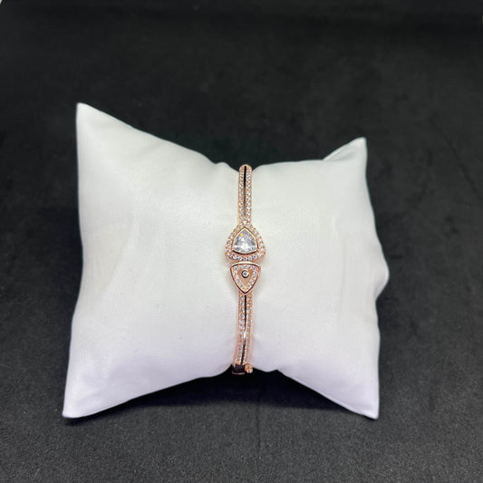 Women’s Kada – Real 925 Sterling Silver with Rose Gold Plating & Dual Stone Design