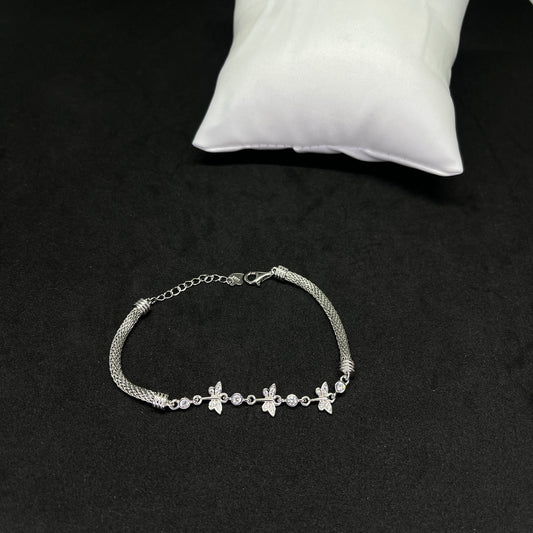 Womens Dragonfly Charm Bracelet in Real 925 Silver