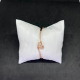 Women’s Heart Solitaire Kada in 925 Sterling Silver with Rose Gold Finish & CZ Accents