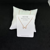 Women’s Bow Pendant 925 Sterling Silver Chain – CZ Studded Rose-Gold Elegance