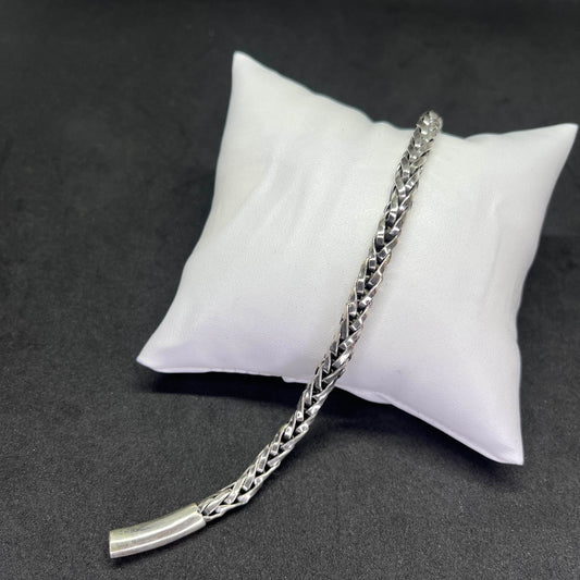 Men’s Flat Braided 925 Sterling Silver Bracelet