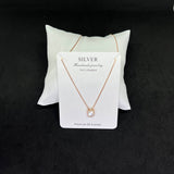 Women’s Square Halo Pendant 925 Sterling Silver Chain – Rose-Gold Pearl & CZ Elegance