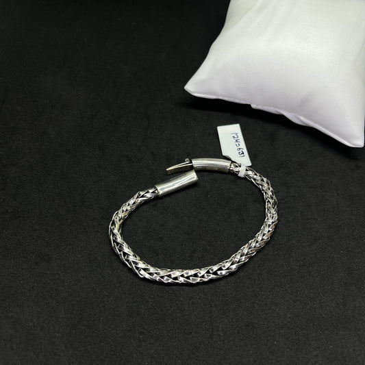 Men’s Flat Braided 925 Sterling Silver Bracelet