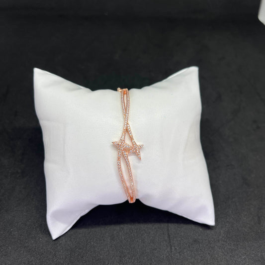 Women’s Celestial Twin Star Kada in 925 Sterling Silver with Rose Gold Finish & CZ Stones