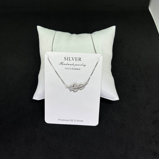 Women’s Leaf Pendant 925 Sterling Silver Chain – CZ Studded Grace