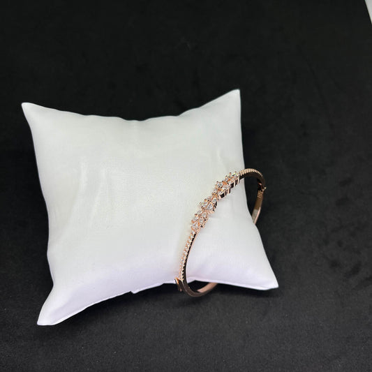 Women’s Floral Elegance Kada in 925 Sterling Silver with Rose Gold Finish & CZ Detailing