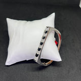 Men’s Dual-Link Kada in 925 Sterling Silver – CZ Studded & Polished Finish