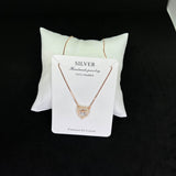 Women’s CZ Halo Heart Pendant 925 Sterling Silver Chain – Rose-Gold Romance