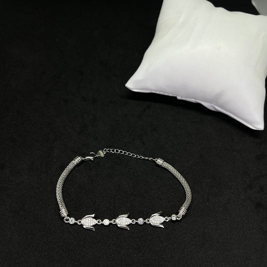 Womens Bloom Elegance Bracelet in Real 925 Silver