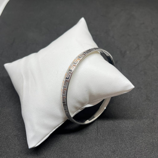 Men’s Geometric Greek Key Kada in 925 Sterling Silver – Bold Statement Design